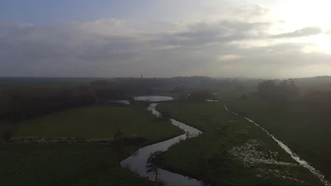 Aerial lateral move over a river Stock Footage 76912239