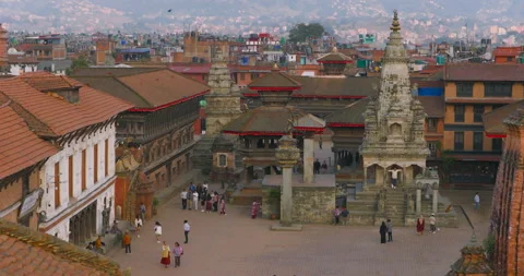 Aerial lateral pull ou view of 55-Window Palace, Chyasilin Mandap, and Vatsala Stock Footage 337130149