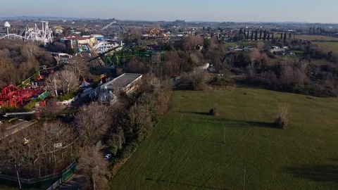 Aerial lateral view of a theme park. Stock Footage 122213677