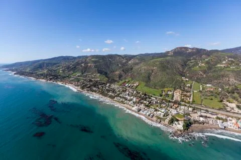 Aerial of Lechuza Beach in Malibu California Stock Photos