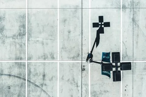 Aerial Light Post Shadow Foto stock