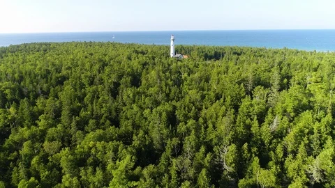 Aerial Lighthouse in Forest Stock-Footage 100604349