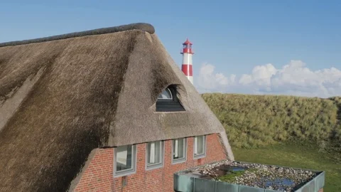 Aerial of lighthouse on a hill Stock-Footage 71567668