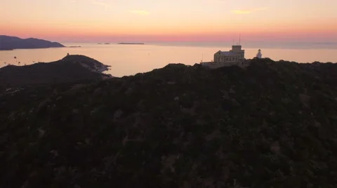 AERIAL: Lighthouse in Sardinia Stock Footage 55314901