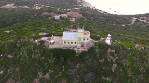 AERIAL: Lighthouse in Sardinia Stock Footage 55315380