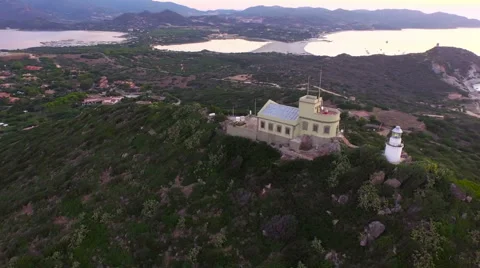 AERIAL: Lighthouse in Sardinia Stock Footage 55315537