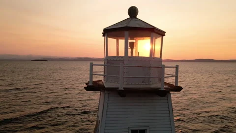 Aerial: Lighthouse at Sunset 動画素材 141332481