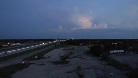 Aerial of Lightning Strike During Thunderstorm Stock Footage 94001748