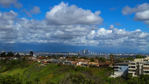 Aerial Lime Lapse Lockdown Shot Of Financial District In Residential City Under Stock Footage 206319374