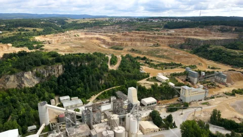 Aerial of a lime quarry in Germany, drone view of stone pit in 4k, drone Stock Footage