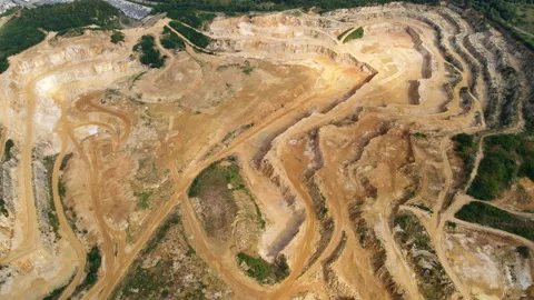 Aerial of a lime quarry in Germany, drone view of stone pit in 4k, drone Video stock 159075705