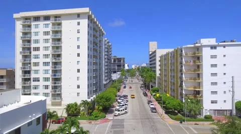 Aerial Lincoln road Miami Beach Stock Footage