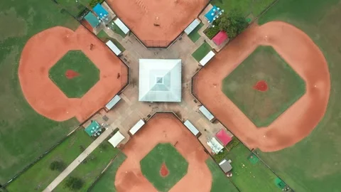 Aerial of little baseball fields Stock Footage 337958135