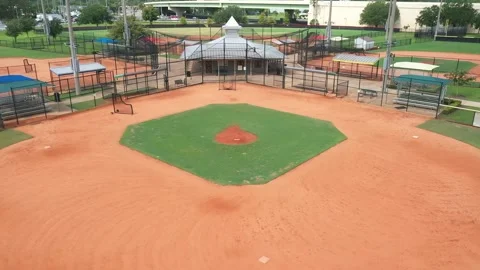 Aerial of little baseball fields Stock Footage 337958141