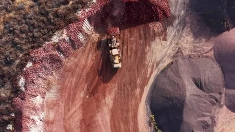 Aerial Loader Moving Earth and Clay at Industrial Brick and Clay Worksite Video stock 344322588