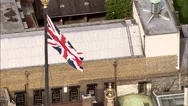 Aerial London - Union Flag On Top Of Houses Of Parliament Stock Footage