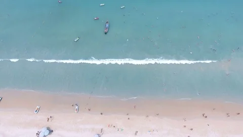 Aerial - long smooth sweep over patong beach Stock Footage 73357285