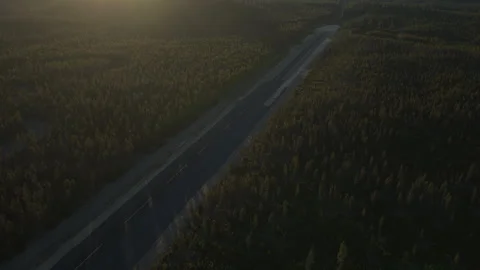 Aerial look down on Crescent Lake airstrip in Deschutes forest in Oregon Video stock 335712688