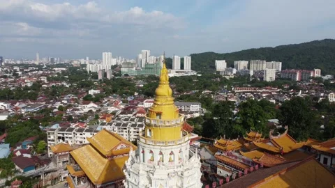 Aerial look down pagoda Stock Footage 150313503