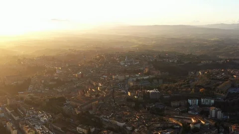 Aerial look-down view of Siena cityscape Stock Footage 122115142