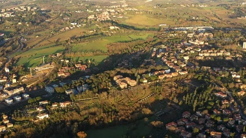 Aerial look-down view of Siena cityscape Stock Footage 122140344