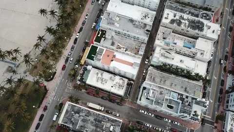 Aerial Look down View of South Beach Miami Buildings 스톡 동영상 87537734