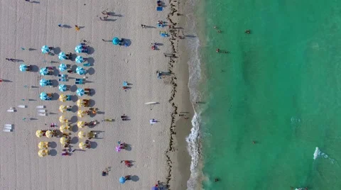 AERIAL - Looking down on the beach Stock Footage 65154051