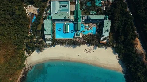 Aerial: Looking down on the beach. Stock Footage 69758440