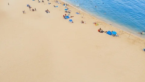 Aerial Looking Down on Beach Shoreline Video stock 96226502