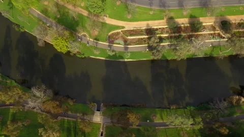Aerial looking down on city river Australia Stock Footage 280224782