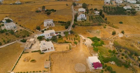 Aerial-Looking Down Homes and Their Backyards in Paros, Greece Stock Footage 107243215