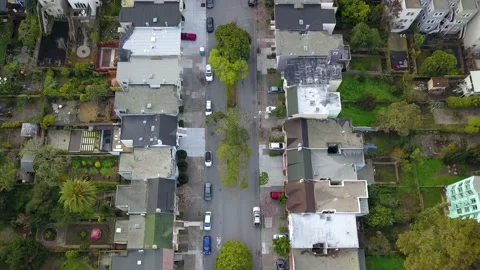 Aerial looking down at typical street in a neighborhood of San Francisco. Stock-Footage 163139987