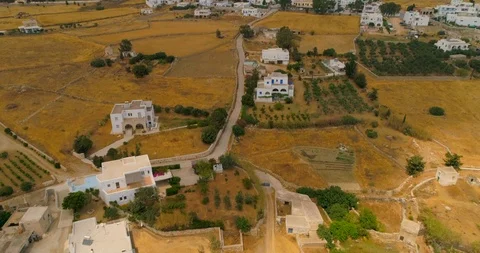 Aerial-Looking Downs on Backyards and Neighborhood in Paros in Paros, Greece Stock Footage 107243617