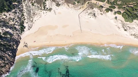 Aerial Loop of the beautiful Chia Beaches on Sardinia, Italy Stock Footage 146286601
