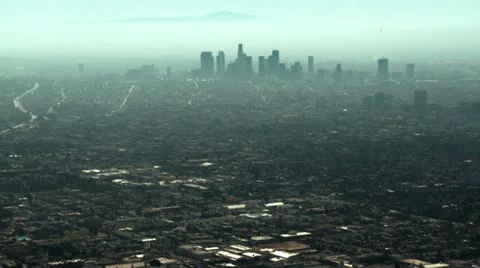 Aerial, Los Angeles Smog Stock Footage