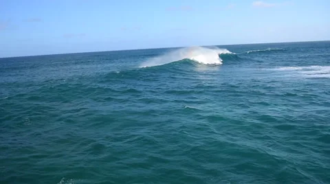 Aerial low angle fast over ocean and waves, North Shore, Oahu Stock Footage 49048018