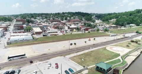 Aerial low angle flying in to Hannibal Stock Footage 102614818