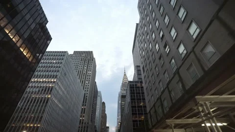 Aerial low angle glide shot of street of New York City Manhattan Stock Footage 160449986