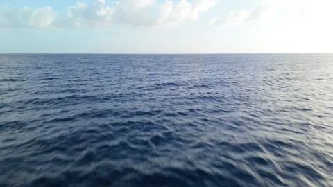 Aerial low drone horizon view over Caribbean ocean Stock-Footage 332739967