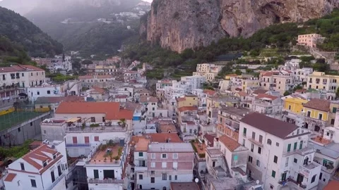 Aerial Low flyover of Amalfi Stock Footage 143268055