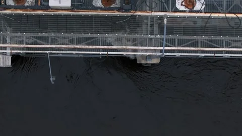 Aerial low pass over open dam flood gate Stock Footage 305689531