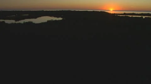 Aerial Low Sunset Video stock 8980216