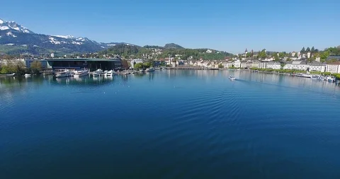 Aerial of Lucerne and the old town Stockbeeldmateriaal 89943694