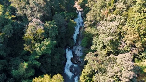 Aerial Mae Sae Waterfall cascading through jungle Chiang Mai Thailand 動画素材 331476355