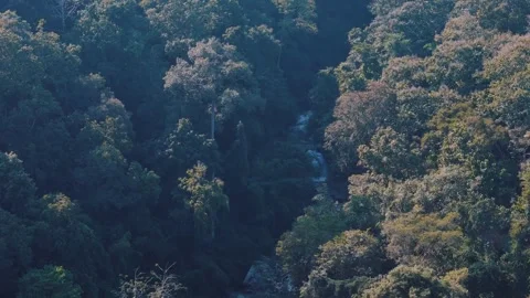 Aerial Mae Sae Waterfall cascading through jungle Chiang Mai Thailand 動画素材 331476374