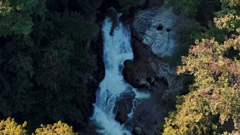 Aerial Mae Sae Waterfall cascading through jungle Chiang Mai Thailand Stock-Footage 331476432