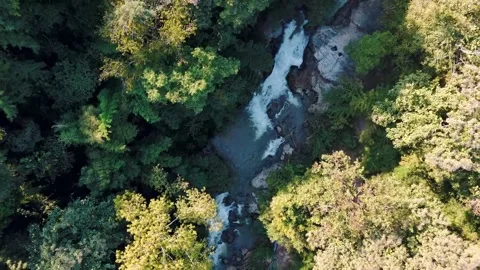 Aerial Mae Sae Waterfall cascading through jungle Chiang Mai Thailand Stock-Footage 331476446