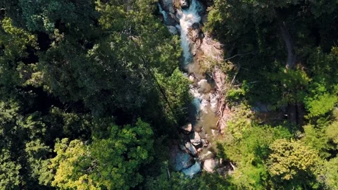 Aerial Mae Sae Waterfall cascading through jungle Chiang Mai Thailand Vídeos de archivo 331476464