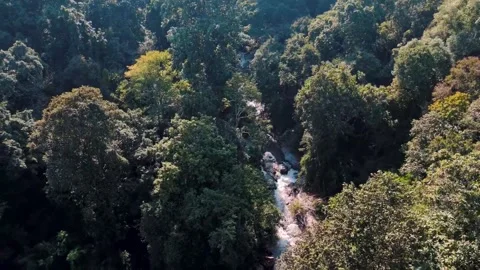 Aerial Mae Sae Waterfall cascading through jungle Chiang Mai Thailand Stock-Footage 331476479