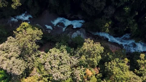 Aerial Mae Sae Waterfall cascading through jungle Chiang Mai Thailand Stock-Footage 331476488